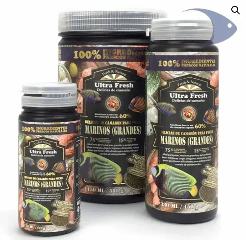 Delicias de camarón para peces marinos grandes
