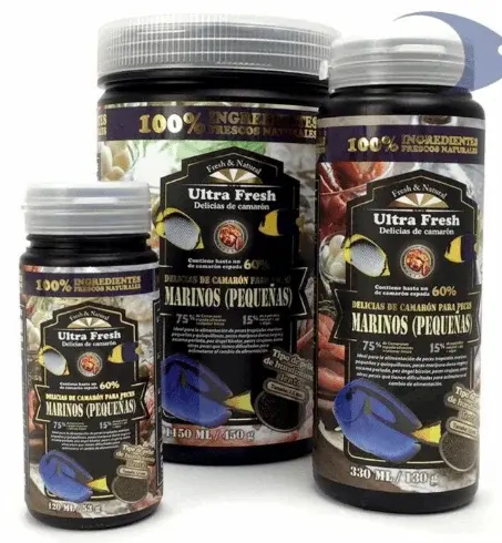 Delicias de camarón para peces marinos pequeñas